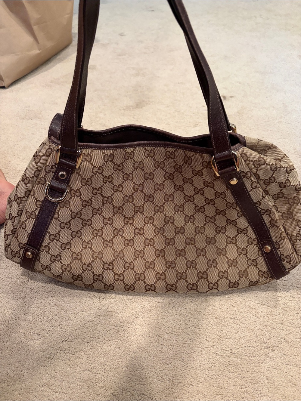 Gucci Brown and Beige GG Canvas Shoulder Bag